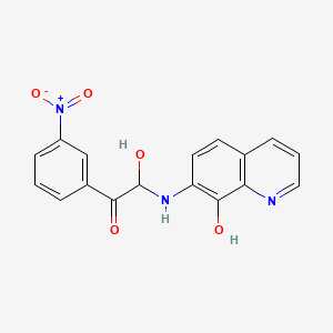 molecular formula C17H13N3O5 B13741469 2-Hydroxy-2-((8-hydroxy-7-quinolyl)amino)-3'-nitroacetophenone CAS No. 26866-70-6