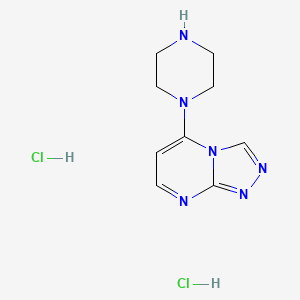molecular formula C9H14Cl2N6 B1374147 5-(1-Piperazinyl)[1,2,4]triazolo[4,3-a]pyrimidine dihydrochloride CAS No. 1332528-94-5