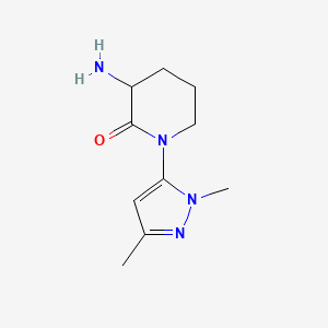 molecular formula C10H16N4O B1374149 3-amino-1-(1,3-dimethyl-1H-pyrazol-5-yl)piperidin-2-one CAS No. 1354950-73-4
