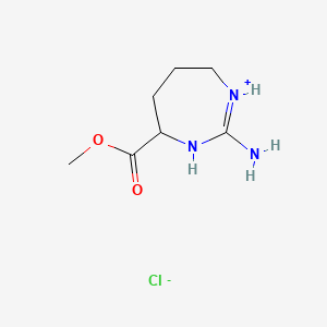 molecular formula C7H14ClN3O2 B13741537 (-)-Hexahydro-2-imino-1H-1,3-diazepine-4-carboxylic acid methyl ester hydrochloride CAS No. 26281-34-5