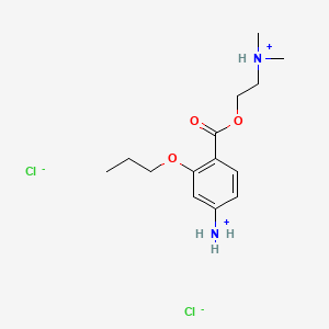 molecular formula C14H24Cl2N2O3 B13741672 2-(4-azaniumyl-2-propoxybenzoyl)oxyethyl-dimethylazanium;dichloride CAS No. 100311-14-6