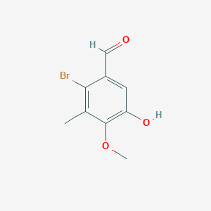 molecular formula C9H9BrO3 B13741698 2-bromo-5-hydroxy-4-methoxy-3-methylBenzaldehyde 