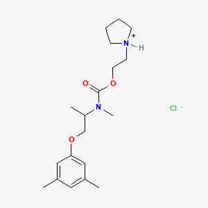 molecular formula C19H31ClN2O3 B13741773 Carbamic acid, N-methyl-N-(1-(3,5-xylyloxy)-2-propyl)-, 2-(pyrrolidinyl)ethyl ester, hydrochloride CAS No. 100836-67-7