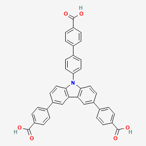 molecular formula C39H25NO6 B13741839 4,4'-(9-(4'-Carboxy-[1,1'-biphenyl]-4-yl)-9H-carbazole-3,6-diyl)dibenzoic acid 