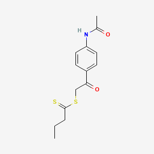 molecular formula C14H17NO2S2 B13741850 2-(4-Acetamidophenyl)-2-oxoethyl dithiopropionate 