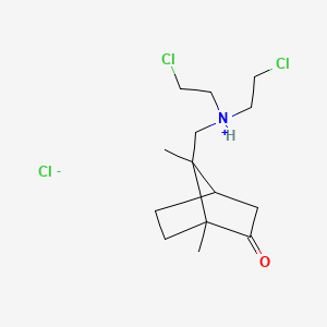 molecular formula C14H24Cl3NO B13741857 9-(Bis(2-chloroethyl)amino)camphor hydrochloride CAS No. 101221-69-6