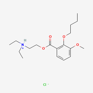 molecular formula C18H30ClNO4 B13741909 Benzoic acid, 2-butoxy-3-methoxy-, 2-(diethylamino)ethyl ester, hydrochloride CAS No. 22684-77-1