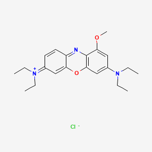 molecular formula C21H28ClN3O2 B13741977 3,7-Bis(diethylamino)-1-methoxyphenoxazin-5-ium chloride CAS No. 4444-00-2