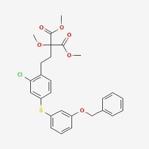 molecular formula C27H27ClO6S B13741991 Dimethyl [2-(4-{[3-(benzyloxy)phenyl]sulfanyl}-2-chlorophenyl)ethyl](methoxy)propanedioate CAS No. 1023648-23-8