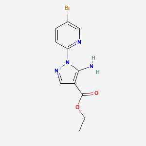 molecular formula C11H11BrN4O2 B1374206 ethyl 5-amino-1-(5-bromopyridin-2-yl)-1H-pyrazole-4-carboxylate CAS No. 1483416-17-6