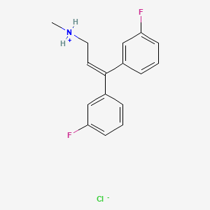 molecular formula C16H16ClF2N B13742109 3,3-bis(3-fluorophenyl)prop-2-enyl-methylazanium;chloride CAS No. 21165-63-9