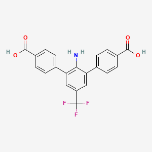 molecular formula C21H14F3NO4 B13742115 4-[2-Amino-3-(4-carboxyphenyl)-5-(trifluoromethyl)phenyl]benzoic acid 