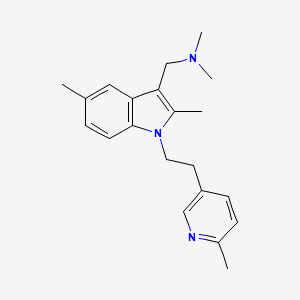 molecular formula C21H27N3 B13742134 Indole, 3-((dimethylamino)methyl)-2,5-dimethyl-1-(2-(6-methyl-3-pyridyl)ethyl)- CAS No. 20675-08-5