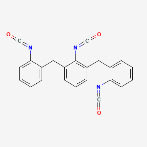 molecular formula C23H15N3O3 B13742340 2,6-Bis(o-isocyanatobenzyl)phenyl isocyanate CAS No. 21132-81-0