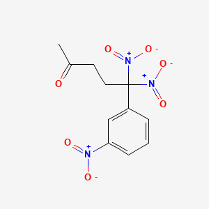 molecular formula C11H11N3O7 B13742449 5,5-Dinitro-5-(3-nitrophenyl)pentan-2-one CAS No. 28190-63-8