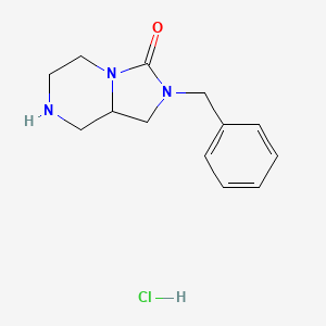 molecular formula C13H18ClN3O B1374250 2-Benzylhexahydroimidazo[1,5-a]pyrazin-3(2h)-one hydrochloride CAS No. 1002338-43-3