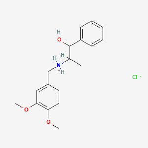 molecular formula C18H24ClNO3 B13742507 alpha-(1-(Veratrylamino)ethyl)benzyl alcohol hydrochloride CAS No. 18864-10-3