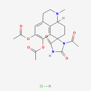 Spiro(7H-benzo(de)quinoline-7,4'-imidazolidine)-2',5'-dione, 1,2,3,8,9,9a-hexahydro-3'-acetyl-5,6-dihydroxy-1-methyl-, diacetate, monohydrochloride, trans-