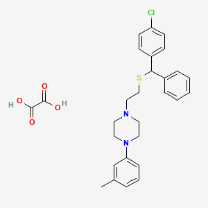 molecular formula C28H31ClN2O4S B13742764 1-(2-(alpha-(p-Chlorophenyl)benzylthio)ethyl)-4-(m-tolyl)piperazine oxalate CAS No. 23905-04-6