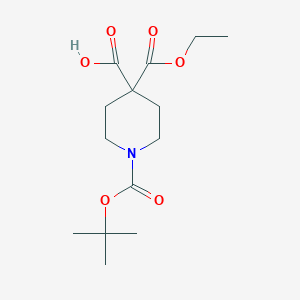 molecular formula C14H23NO6 B1374279 1-(Tert-butoxycarbonyl)-4-(ethoxycarbonyl)piperidine-4-carboxylic acid CAS No. 1093214-64-2