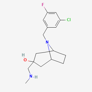 molecular formula C16H22ClFN2O B13742991 8-(3-Chloro-5-fluorobenzyl)-3-((methylamino)methyl)-8-aza-bicyclo[3.2.1]octan-3-ol CAS No. 1222541-20-9