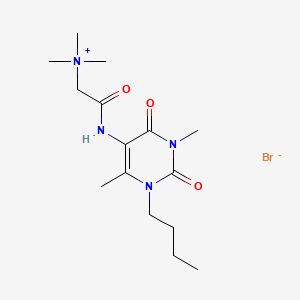 molecular formula C15H27BrN4O3 B13743024 Ammonium, (((1-butyl-3,6-dimethyl-2,4-dioxo-1,2,3,4-tetrahydro-5-pyrimidinyl)carbamoyl)methyl)trimethyl-, bromide CAS No. 102571-44-8