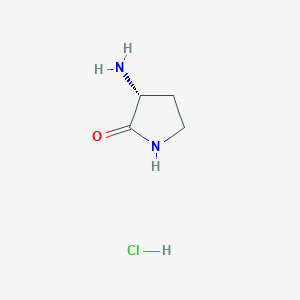 molecular formula C4H9ClN2O B1374313 (R)-3-aminopyrrolidin-2-one hydrochloride CAS No. 223407-19-0
