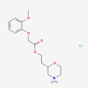 molecular formula C15H22ClNO5 B13743145 2-morpholin-4-ium-2-ylethyl 2-(2-methoxyphenoxy)acetate;chloride CAS No. 35158-63-5