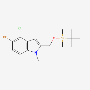 molecular formula C16H23BrClNOSi B13743149 5-Bromo-2-((tert-butyldimethylsilyloxy)methyl)-4-chloro-1-methyl-1H-indole 