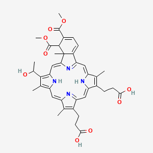 3-[9-(2-Carboxyethyl)-15-(1-hydroxyethyl)-20,21-bis(methoxycarbonyl)-4,10,14,19-tetramethyl-25,26,27,28-tetrazahexacyclo[16.6.1.13,6.18,11.113,16.019,24]octacosa-1(25),2,4,6,8(27),9,11,13,15,17,21,23-dodecaen-5-yl]propanoic acid