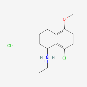 molecular formula C13H19Cl2NO B13743174 1-Naphthylamine, 1,2,3,4-tetrahydro-8-chloro-N-ethyl-5-methoxy-, hydrochloride, (R)- CAS No. 30074-76-1