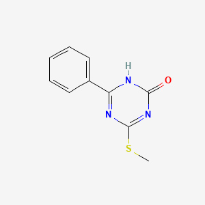 molecular formula C10H9N3OS B13743176 4-Methylsulfanyl-6-phenyl-1,3,5-triazin-2-ol 