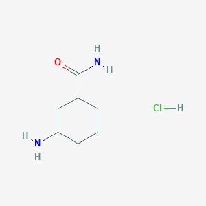 molecular formula C7H15ClN2O B1374326 3-Aminocyclohexane-1-carboxamide hydrochloride CAS No. 1394041-53-2