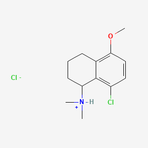 molecular formula C13H19Cl2NO B13743364 1-Naphthylamine, 1,2,3,4-tetrahydro-8-chloro-N,N-dimethyl-5-methoxy-, hydrochloride, (R)- CAS No. 30074-66-9