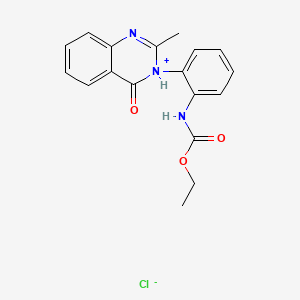 molecular formula C18H18ClN3O3 B13743425 Ethyl o-(2-methyl-3-(4(3H)-quinazolinonyl))carbanilate hydrochloride CAS No. 2519-63-3