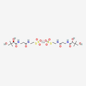 molecular formula C22H42CaN4O14S4 B13743454 Panteteine S-sulfate calcium salt CAS No. 34644-00-3