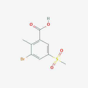 molecular formula C9H9BrO4S B1374346 3-Bromo-5-methanesulfonyl-2-methylbenzoic acid CAS No. 1427379-34-7