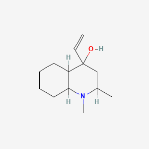 molecular formula C13H23NO B13743634 4-Quinolinol, 4-ethenyldecahydro-1,2-dimethyl-, (2alpha,4beta,4aalpha,8abeta)- CAS No. 20431-93-0