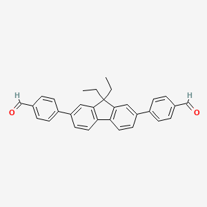 molecular formula C31H26O2 B13743660 4,4'-(9,9-Diethyl-9H-fluorene-2,7-diyl)dibenzaldehyde 