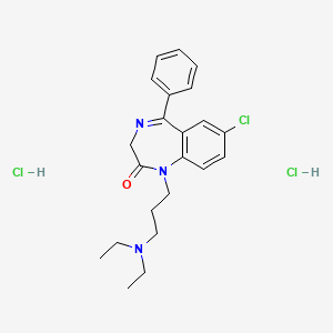 molecular formula C22H28Cl3N3O B13743674 2H-1,4-Benzodiazepin-2-one, 1,3-dihydro-7-chloro-1-(3-(diethylamino)propyl)-5-phenyl-, dihydrochloride CAS No. 1248-22-2