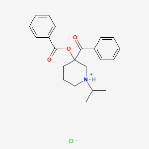 molecular formula C22H26ClNO3 B13743740 (+-)-1-Isopropyl-3-benzoyl-3-benzoyloxypiperidine hydrochloride CAS No. 33422-64-9