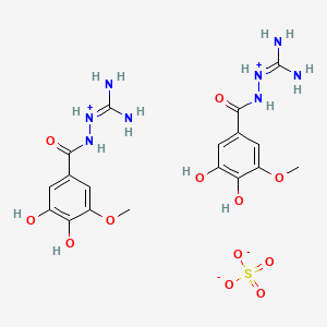 molecular formula C18H26N8O12S B13743797 3,4-Dihydroxy-5-methoxybenzoyl aminoguanidine hemisulfate CAS No. 35607-26-2