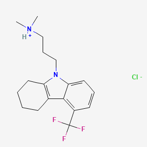 molecular formula C18H24ClF3N2 B13743818 Dimethyl-[3-[5-(trifluoromethyl)-1,2,3,4-tetrahydrocarbazol-9-yl]propyl]azanium;chloride CAS No. 29465-18-7