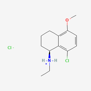 molecular formula C13H19Cl2NO B13743871 1-Naphthylamine, 1,2,3,4-tetrahydro-8-chloro-N-ethyl-5-methoxy-, hydrochloride, (S)- CAS No. 30074-75-0