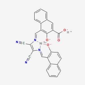 molecular formula C27H14N4NiO4 B13743979 4-[[(Z)-1,2-dicyano-2-[(2-oxidonaphthalen-1-yl)methylideneamino]ethenyl]iminomethyl]-3-oxidonaphthalene-2-carboxylate;hydron;nickel(2+) CAS No. 205057-15-4