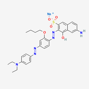 molecular formula C30H33N6NaO5S B13744023 6-Amino-3-((4-((4-(diethylamino)phenyl)azo)-2-butoxyphenyl)azo)-4-hydroxy-2-naphthalenesulfonic acid, monosodium salt CAS No. 127750-21-4