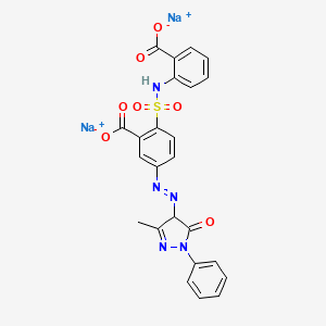 molecular formula C24H17N5Na2O7S B13744216 Benzoic acid, 2-(((2-carboxyphenyl)amino)sulfonyl)-5-((4,5-dihydro-3-methyl-5-oxo-1-phenyl-1H-pyrazol-4-yl)azo)-, disodium salt CAS No. 10482-43-6