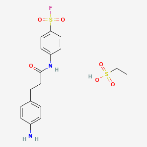 molecular formula C17H21FN2O6S2 B13744220 4-[3-(4-aminophenyl)propanoylamino]benzenesulfonyl fluoride;ethanesulfonic acid CAS No. 19188-74-0