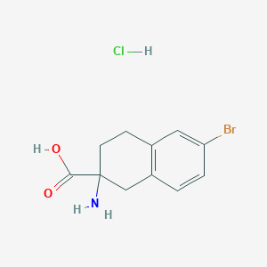 molecular formula C11H13BrClNO2 B1374431 2-Amino-6-bromo-1,2,3,4-tetrahydronaphthalene-2-carboxylic acid hydrochloride CAS No. 1461714-77-1