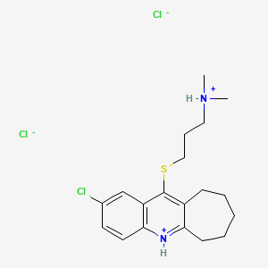 molecular formula C19H27Cl3N2S B13744386 6H-Cyclohepta(b)quinoline, 2-chloro-11-((3-(dimethylamino)propyl)thio)-7,8,9,10-tetrahydro-, dihydrochloride CAS No. 18833-70-0